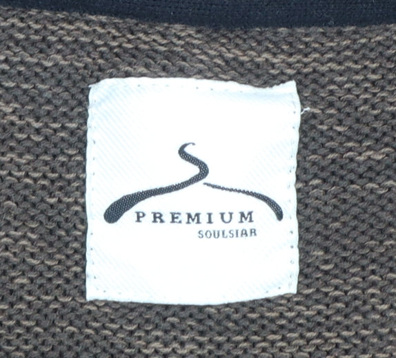 Soulstar Premium Men's Brown Distressed Knit Pullover Jumper Size M