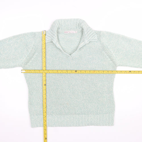 EWM Women’s Green Collared Knit Pullover Jumper Size M 14-16