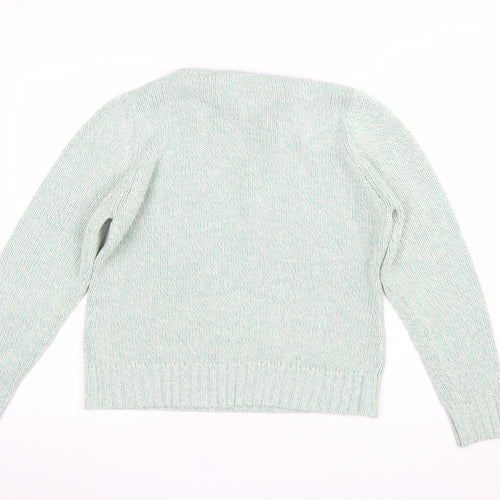 EWM Women’s Green Collared Knit Pullover Jumper Size M 14-16