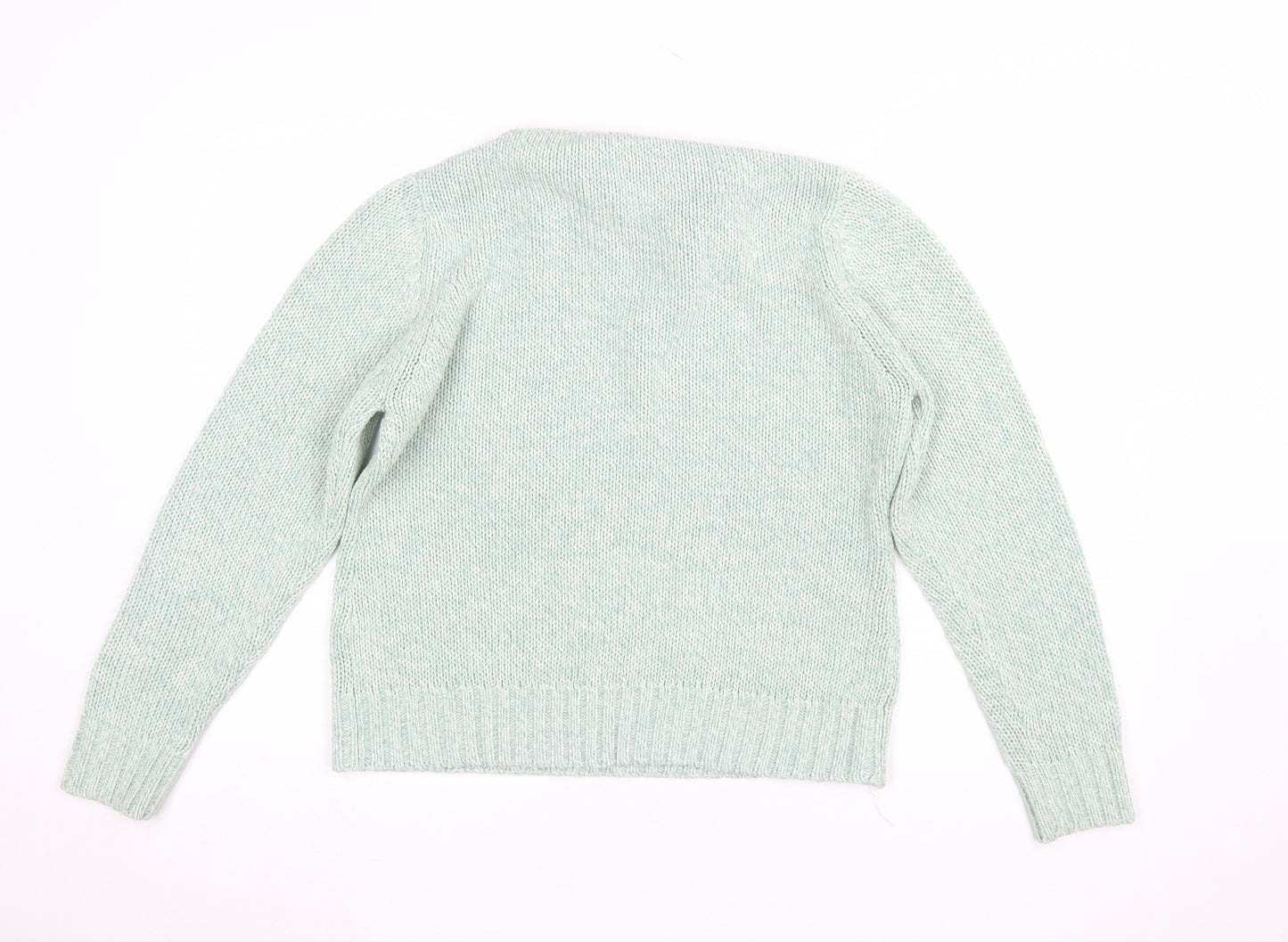 EWM Women’s Green Collared Knit Pullover Jumper Size M 14-16