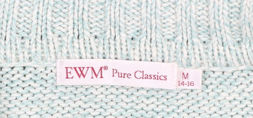 EWM Women’s Green Collared Knit Pullover Jumper Size M 14-16
