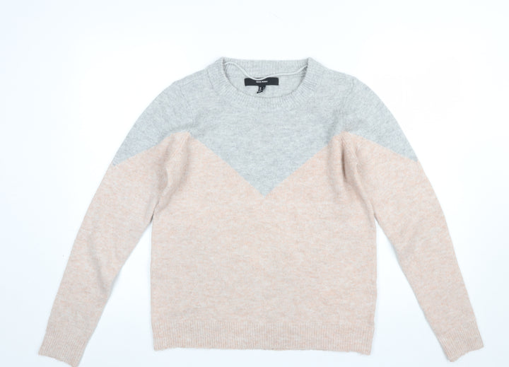 Vero Moda Women's Grey Beige Knit Pullover Jumper Size S