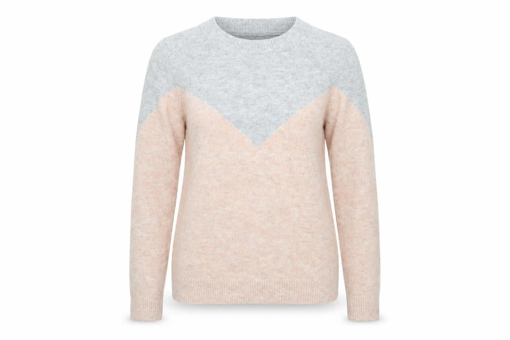 Front view of Vero Moda Women's Grey Beige Knit jumper, size S