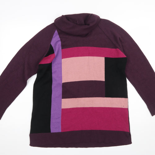 Marks and Spencer Women’s Multicoloured Roll Neck Wool Blend Tunic Jumper Size 16