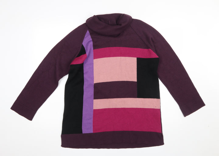 Marks and Spencer Women’s Multicoloured Roll Neck Wool Blend Tunic Jumper Size 16