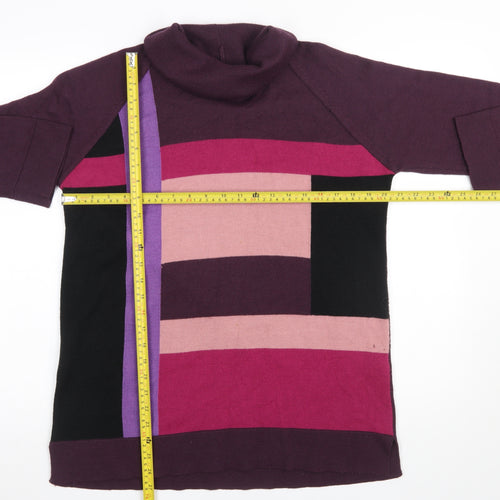 Marks and Spencer Women’s Multicoloured Roll Neck Wool Blend Tunic Jumper Size 16
