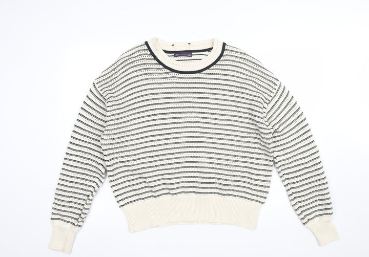 Marks and Spencer Womens Multicoloured L Striped Crew Neck Cotton Jumper