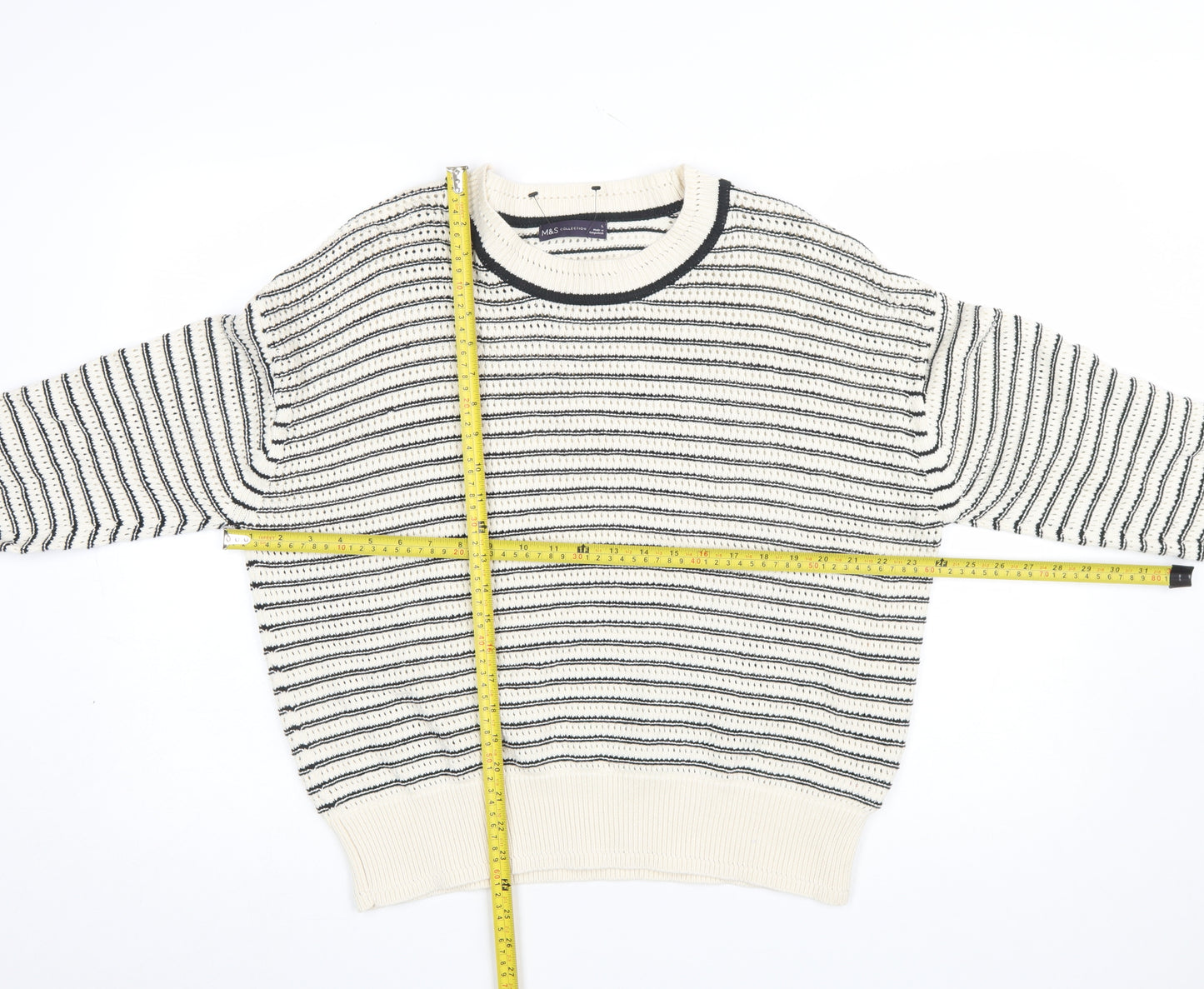 Marks and Spencer Womens Multicoloured L Striped Crew Neck Cotton Jumper