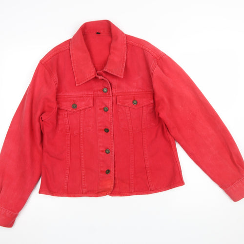 St. Bernard Women's Red Cotton Basic Denim Jacket Size 10