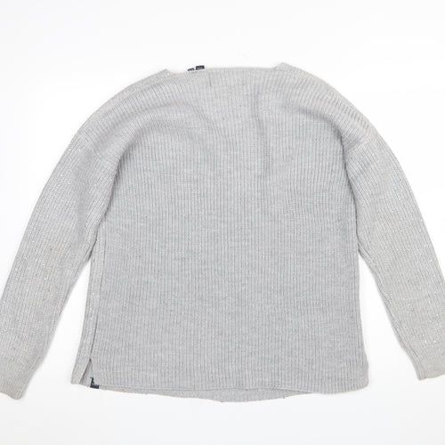 Superdry Women’s Grey V-Neck Sequin Knit Jumper Size 10
