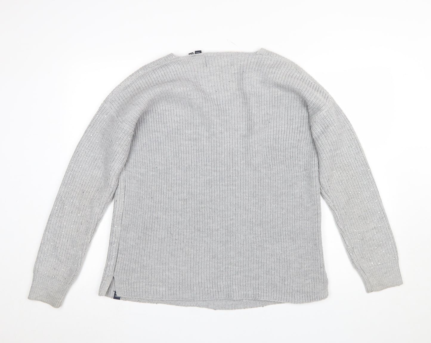 Superdry Women’s Grey V-Neck Sequin Knit Jumper Size 10