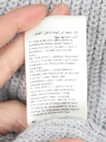 Superdry Women’s Grey V-Neck Sequin Knit Jumper Size 10