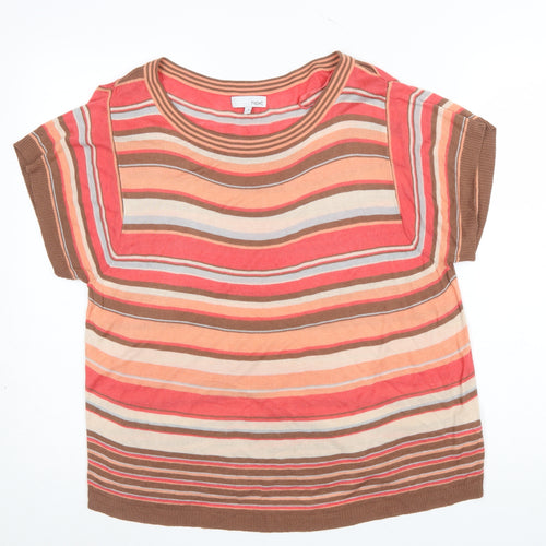 Next Women’s Multicoloured Striped Short Sleeve Viscose Jumper Size 14