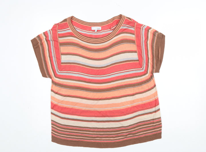Next Women’s Multicoloured Striped Short Sleeve Viscose Jumper Size 14