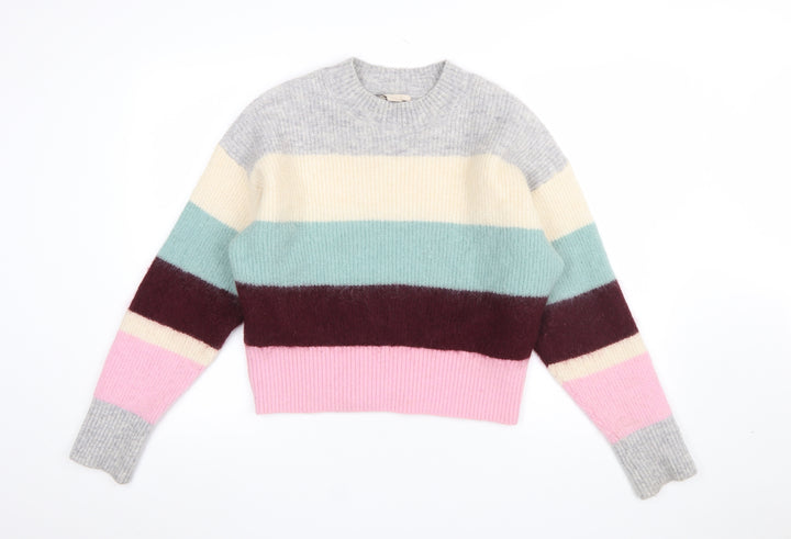 H&M Women’s Multicoloured Striped Wool Blend Jumper Size S