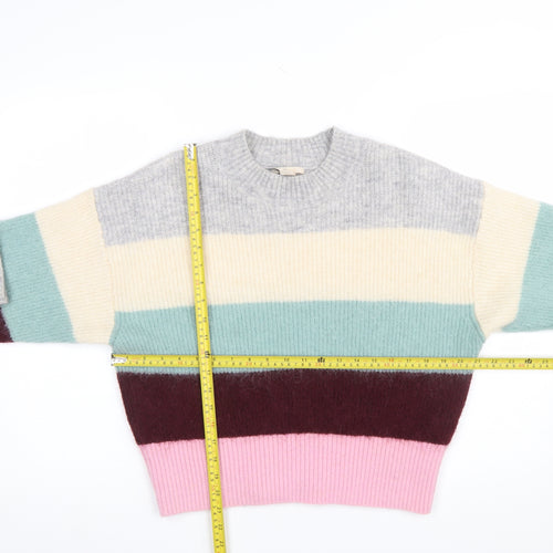 H&M Women’s Multicoloured Striped Wool Blend Jumper Size S