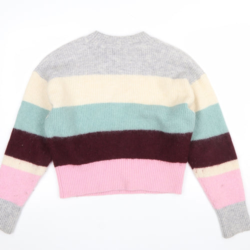 H&M Women’s Multicoloured Striped Wool Blend Jumper Size S