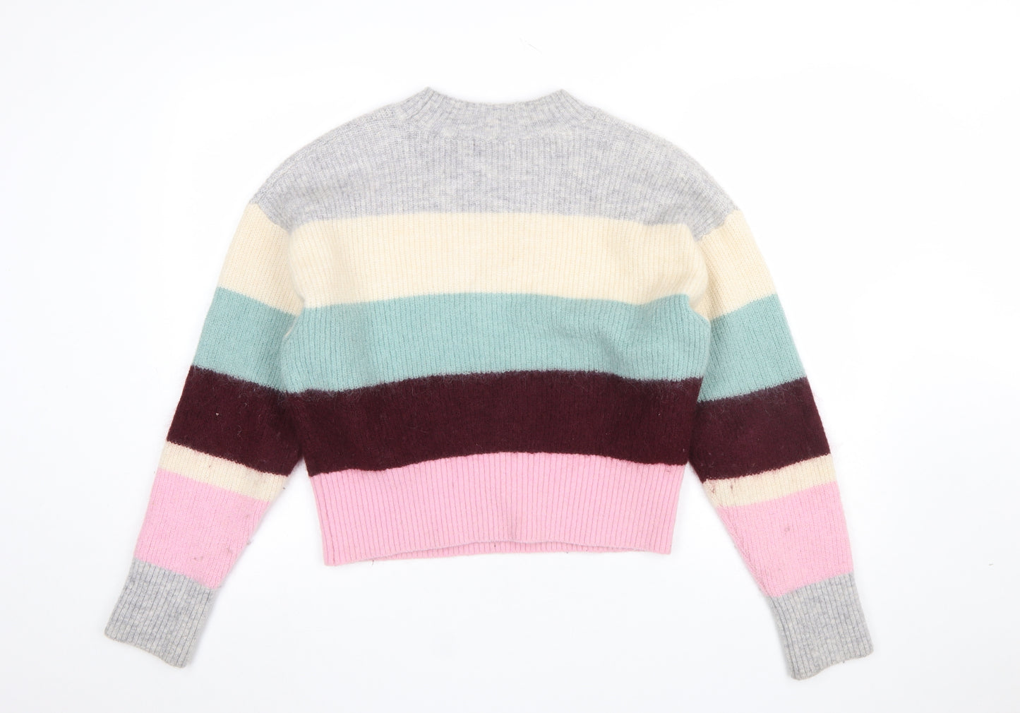 H&M Women’s Multicoloured Striped Wool Blend Jumper Size S
