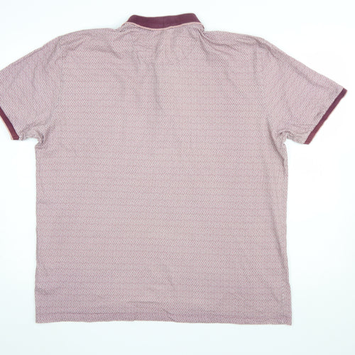 Next Men's Pink Geometric Cotton Polo Shirt XL