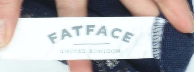 Fat Face Women Blue Floral Tunic Top UK 12 3/4 Sleeve Cotton Blend