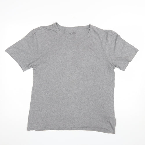 Hugo Boss Men's Grey Crew Neck Cotton T-Shirt Size L Classic Fit
