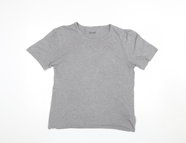 Hugo Boss Men's Grey Crew Neck Cotton T-Shirt Size L Classic Fit