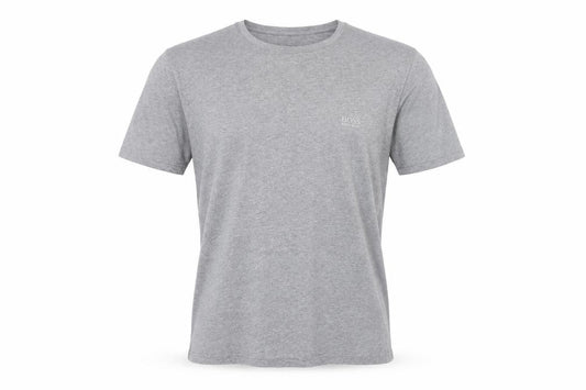 Front view of Hugo Boss Men's Grey Crew Neck Cotton T-Shirt, size L, Classic Fit