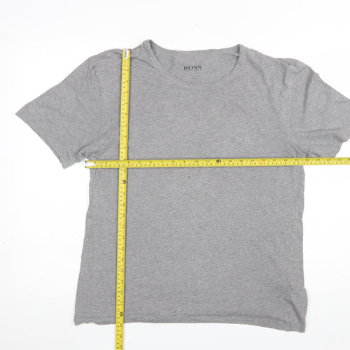 Hugo Boss Men's Grey Crew Neck Cotton T-Shirt Size L Classic Fit