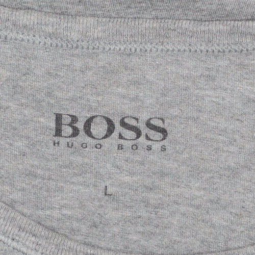 Hugo Boss Men's Grey Crew Neck Cotton T-Shirt Size L Classic Fit