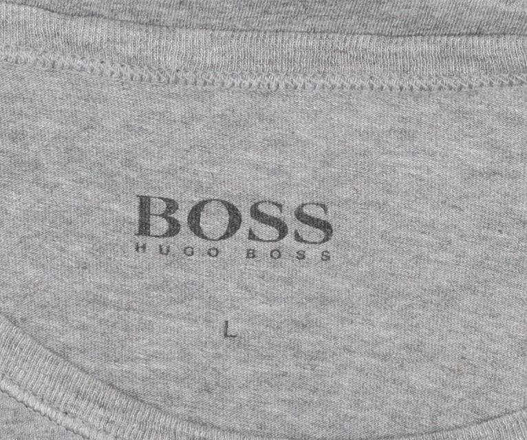 Hugo Boss Men's Grey Crew Neck Cotton T-Shirt Size L Classic Fit