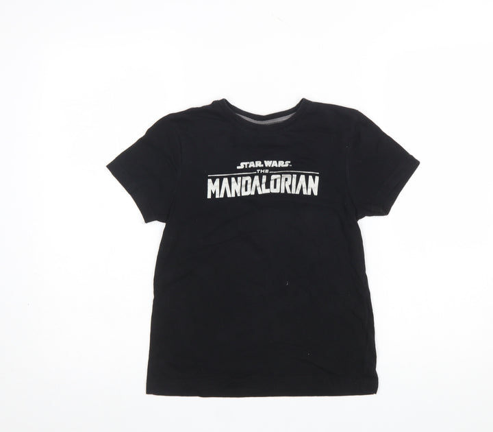 Primark Boys Black Star Wars Mandalorian T-Shirt 8-9 Years Graphic Tee