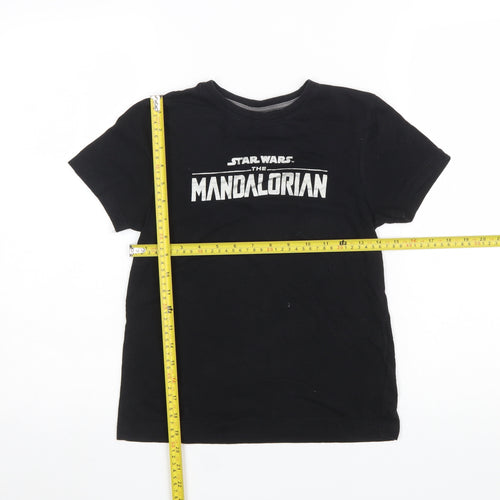 Primark Boys Black Star Wars Mandalorian T-Shirt 8-9 Years Graphic Tee