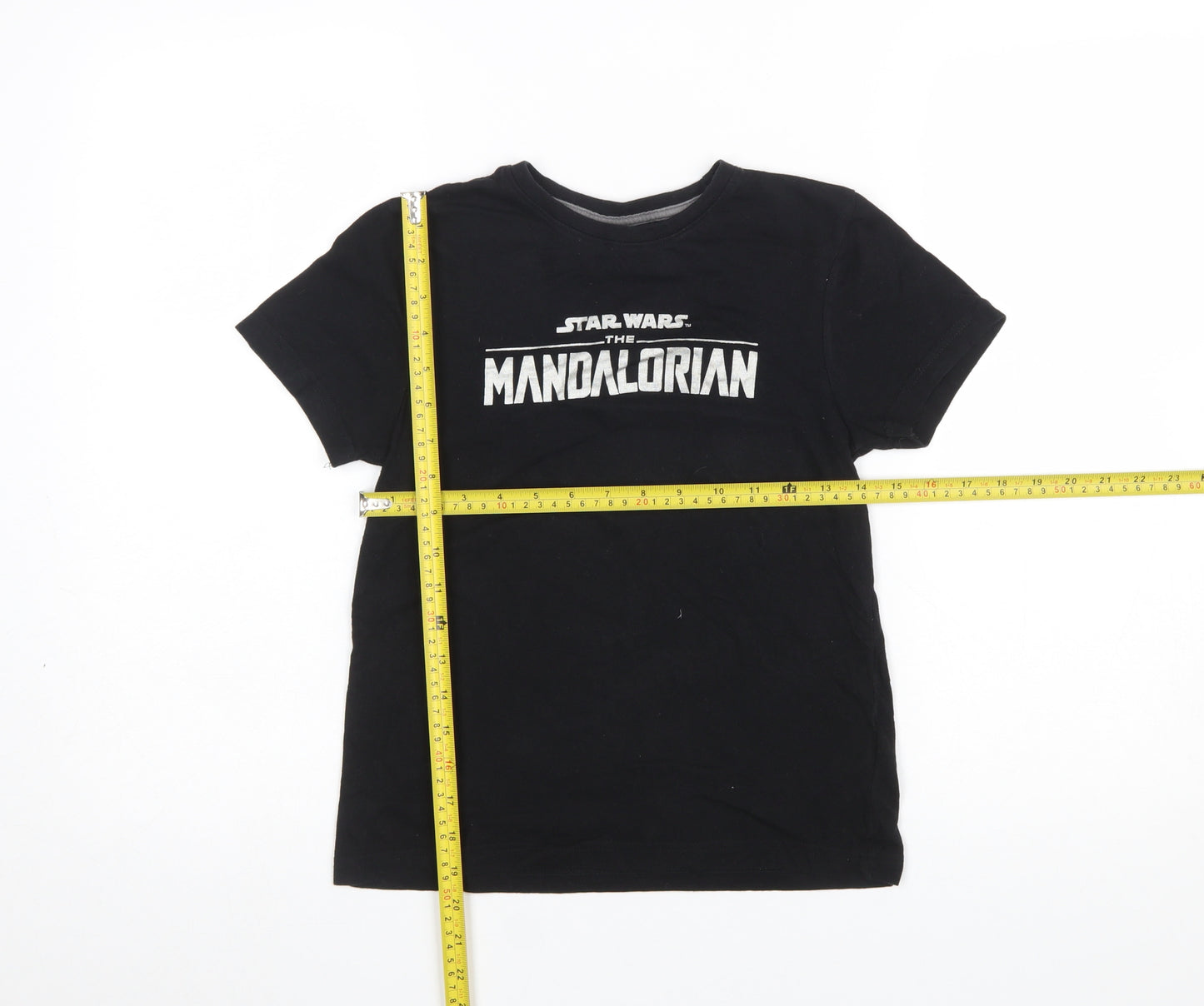 Primark Boys Black Star Wars Mandalorian T-Shirt 8-9 Years Graphic Tee