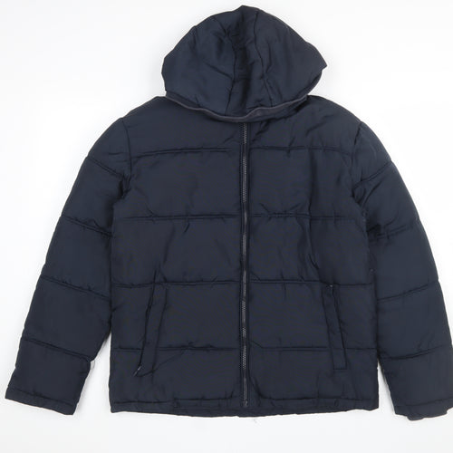 Grand & Hills Boys Blue 12-13 Years Hooded Puffer Jacket