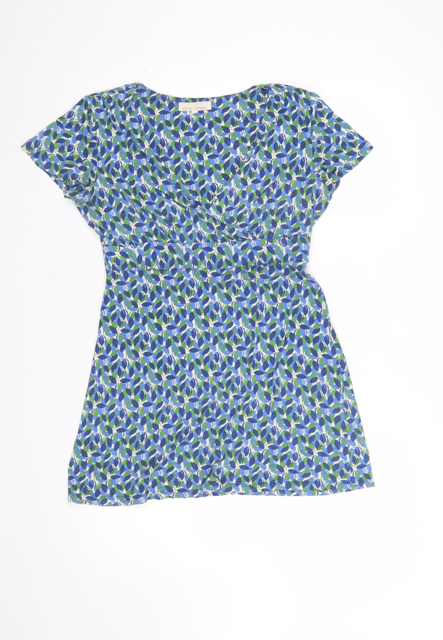 Seasalt Cornwall Womens Blue Floral Tunic Top Size 10 Bamboo Cotton