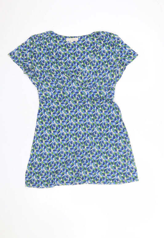 Seasalt Cornwall Womens Blue Floral Tunic Top Size 10 Bamboo Cotton