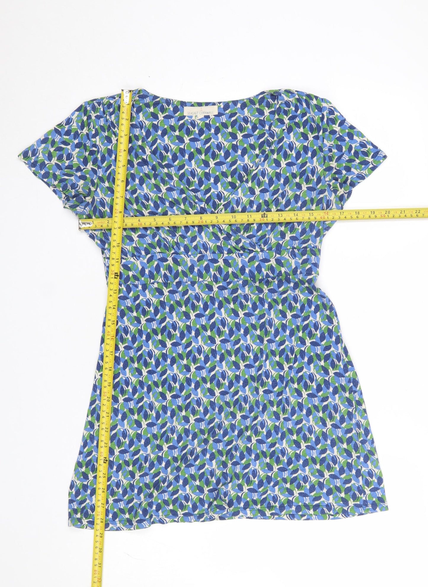 Seasalt Cornwall Womens Blue Floral Tunic Top Size 10 Bamboo Cotton