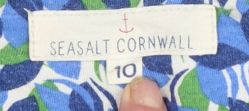 Seasalt Cornwall Womens Blue Floral Tunic Top Size 10 Bamboo Cotton