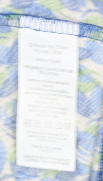 Seasalt Cornwall Womens Blue Floral Tunic Top Size 10 Bamboo Cotton