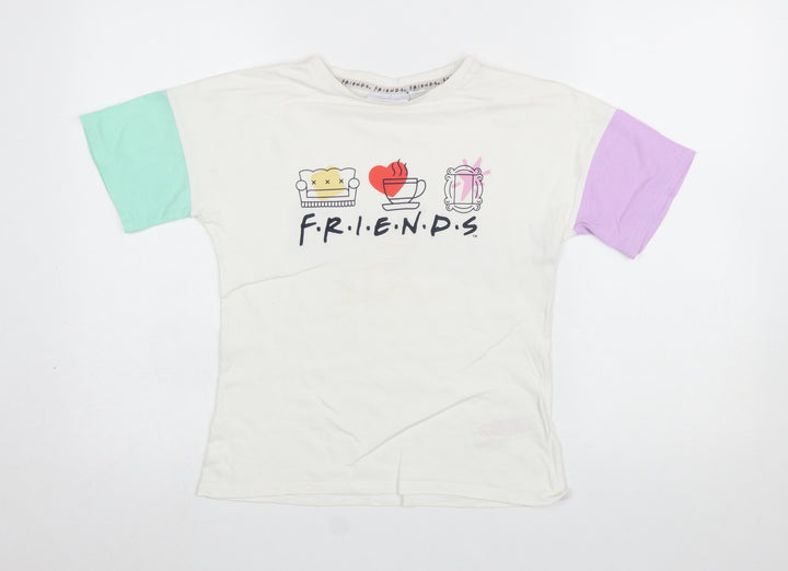 Primark Girls Multicoloured Friends Graphic Short Sleeve T-Shirt 8-9 Years