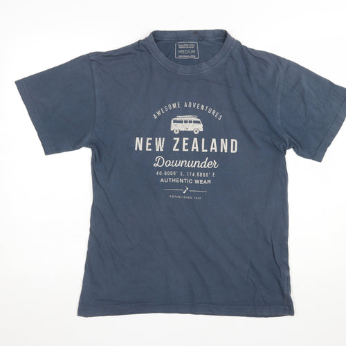 Hallifax Tees Men's Blue Medium New Zealand Graphic Cotton T-Shirt