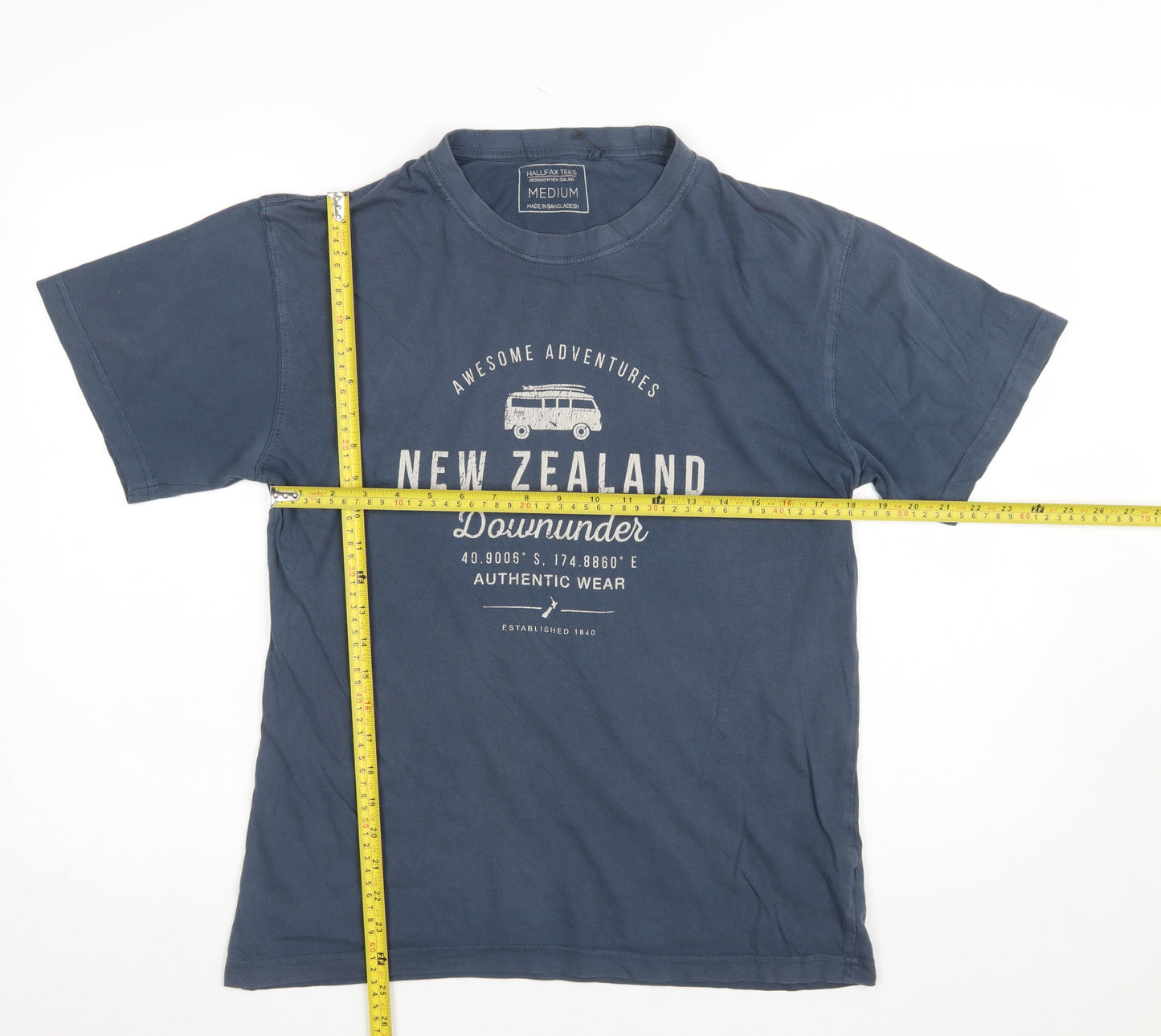 Hallifax Tees Men's Blue Medium New Zealand Graphic Cotton T-Shirt