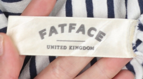 FatFace Women Blue Striped 3/4 Sleeve Cotton T-Shirt Size 8