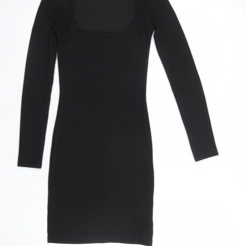Zara Women Black Long Sleeve Bodycon Short Dress Size 10