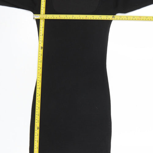 Zara Women Black Long Sleeve Bodycon Short Dress Size 10