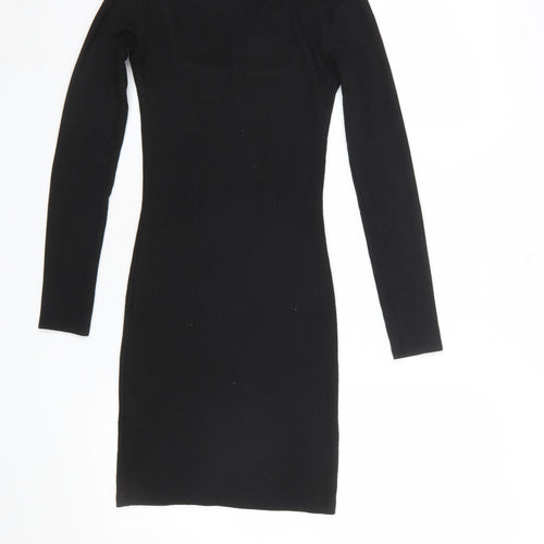 Zara Women Black Long Sleeve Bodycon Short Dress Size 10