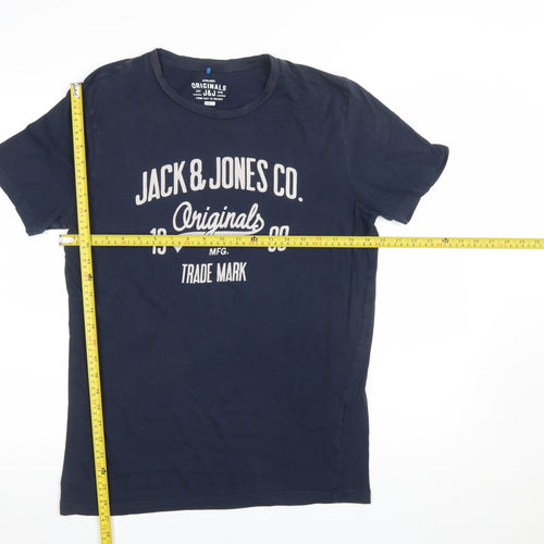 Jack & Jones Men’s Blue Graphic Print Cotton T-Shirt Size L