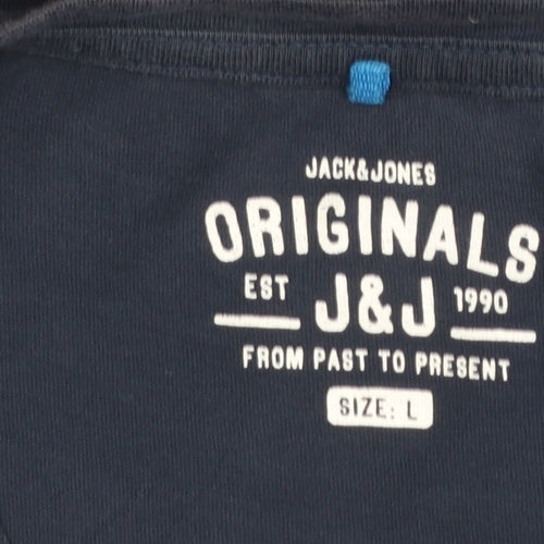 Jack & Jones Men’s Blue Graphic Print Cotton T-Shirt Size L