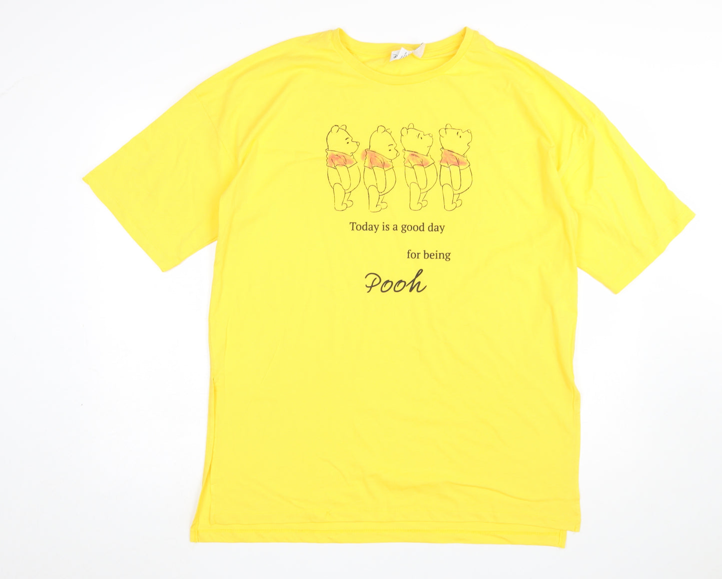 Disney Winnie The Pooh Yellow Women's Nightshirt T-Shirt Style Size 12