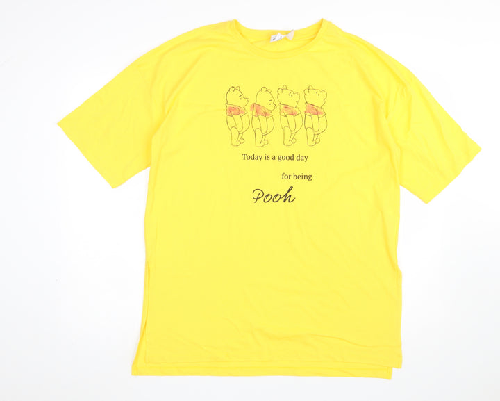 Disney Winnie The Pooh Yellow Women's Nightshirt T-Shirt Style Size 12